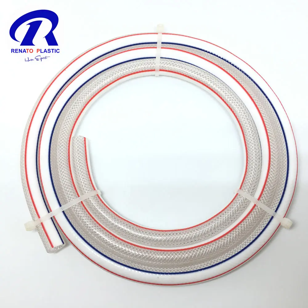 Food Grade colorful clear fiber reinforced flexible PVC hose for water discharge